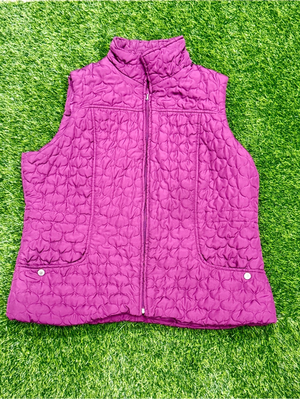 New Directions Women's Purple Quilted Zip Vest Pockets Sleeveless Size XL